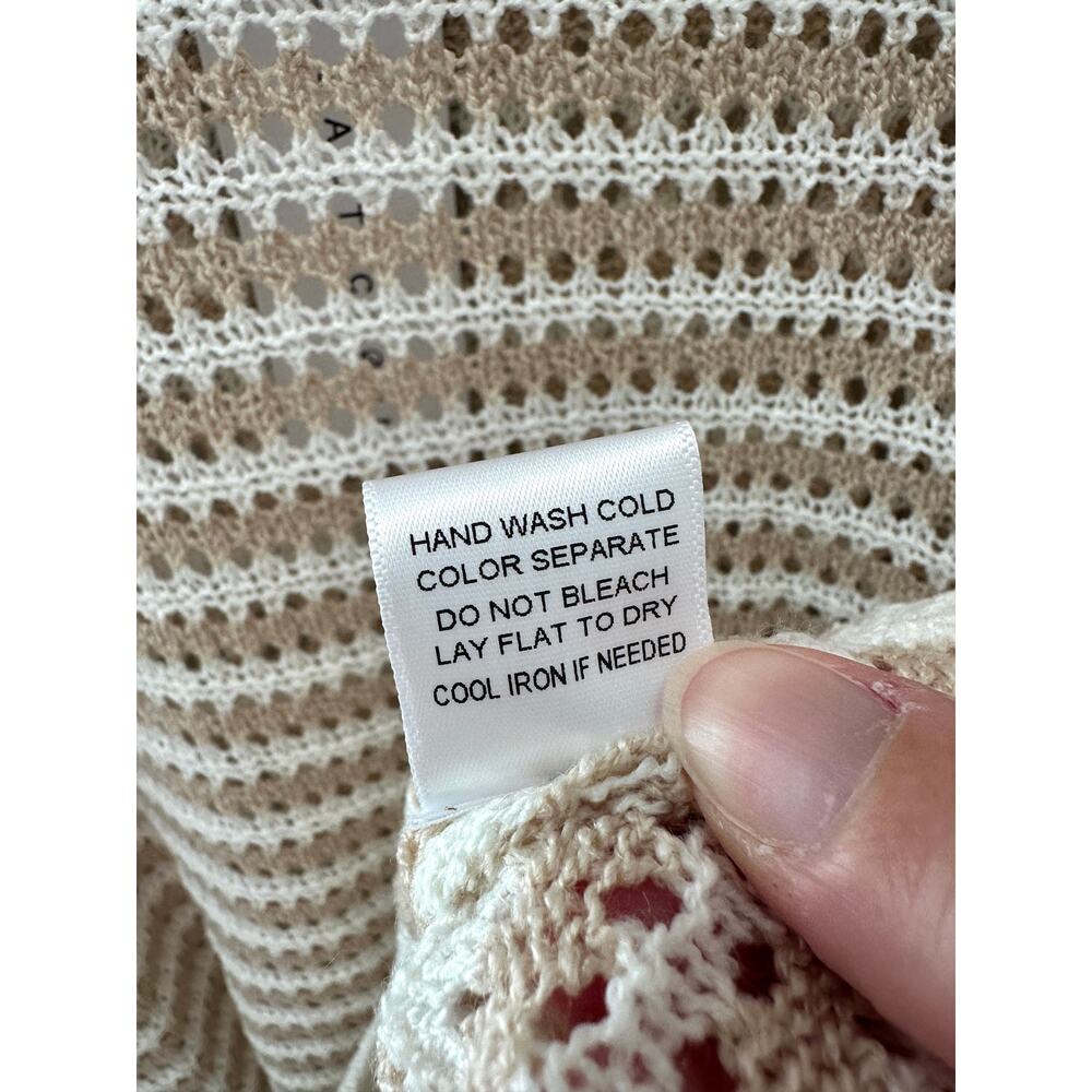BALTIC BORN | Valissa Open Top Knit Sweater Cream Beige Striped NWT Resort XL - Picture 10 of 11